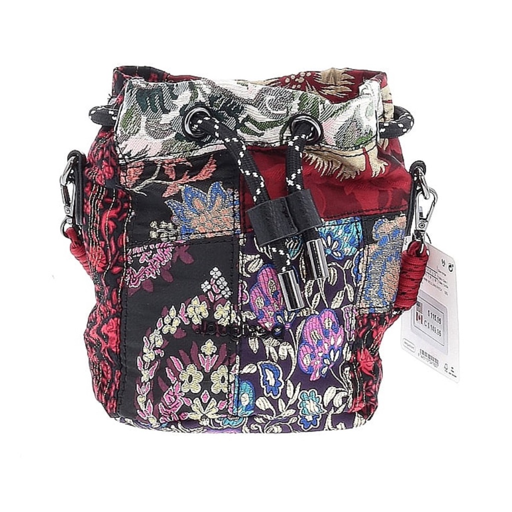 Desigual mini bag with floral patch work in Golden Lurex